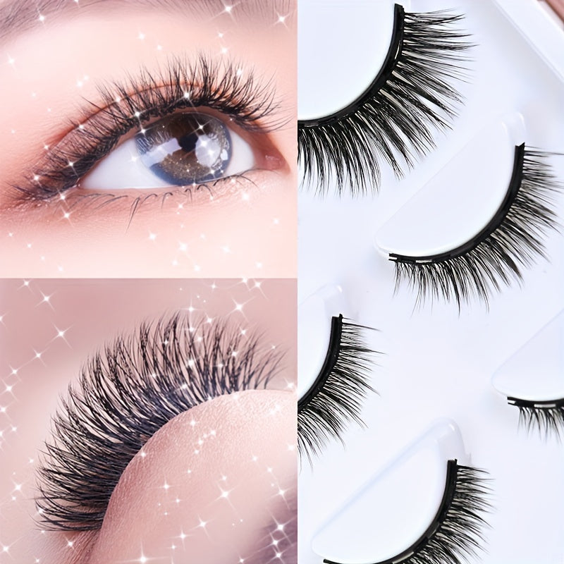 3 Pairs Magnetic Eyelash Set with Liquid Pen, Tweezers & Glue