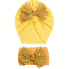 2pcs Baby Bow Hat & Hair Bands Set