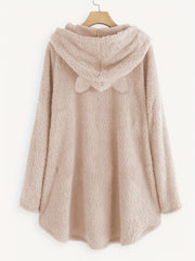 Fluffy Hoodie Long Sleeve Sweatshirt Women's Clothing
