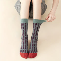 Colorblock Street Socks Retro Style Comfy Mid Tube Socks Women's