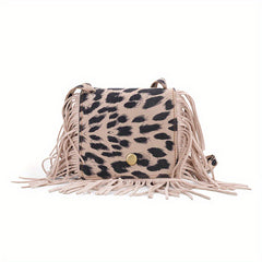 Leopard Print Tassel Crossbody Bag Mini Satchel