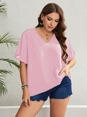 V Neck Flutter Sleeve Top