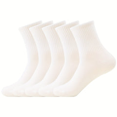 5 Pairs Crew Sports Socks Breathable Mid Tube Socks Women's Stockings