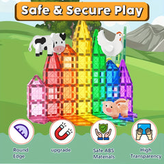Farm Animal Magnetic Building Blocks 3D Stacking Toy Set