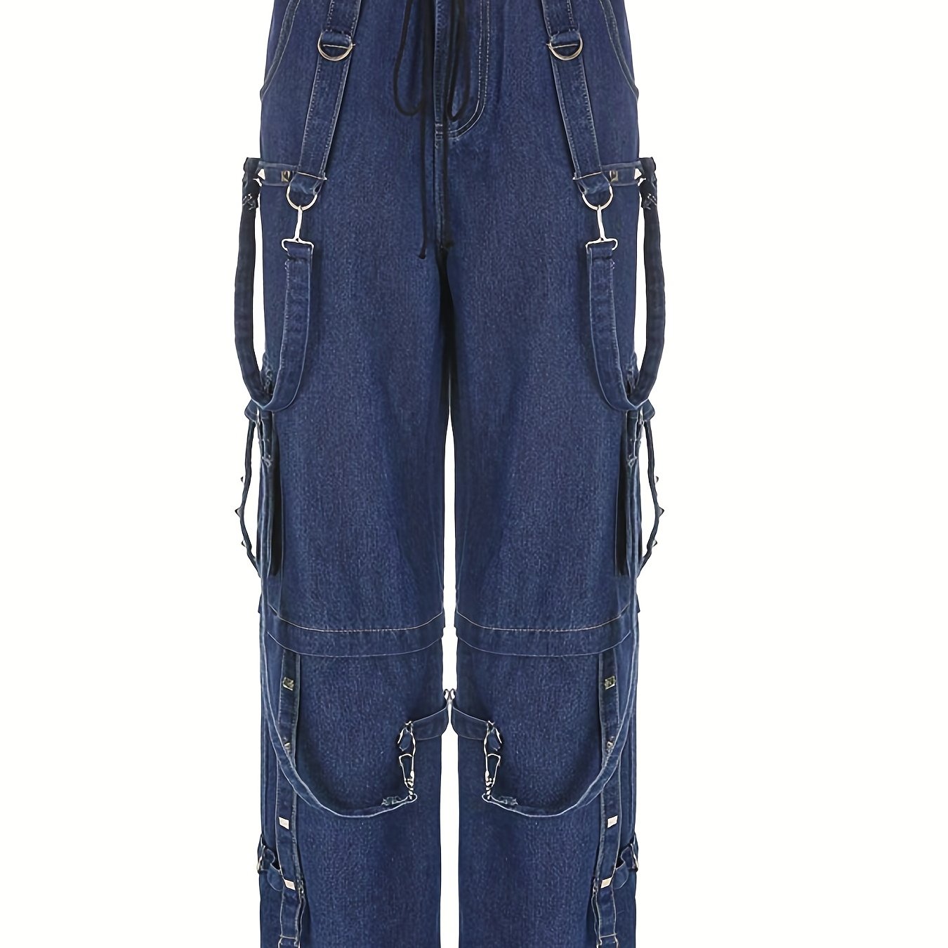 Eyelet Chain Strap Baggy Jeans Punk Y2K Style