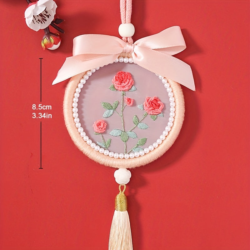 DIY Flower Embroidery Pendant Material Set
