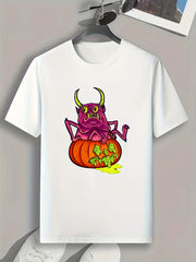 Halloween Monster & Pumpkin Graphic Tee for Men