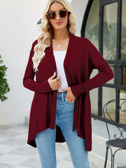 Open Front Drape Cardigan Long Sleeve Pocket Cardigan