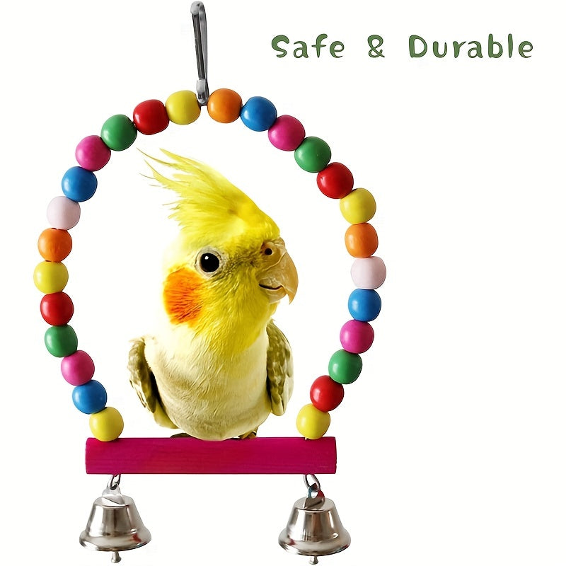 Bird Swing Toys with Bells for Pet Parrot Cage Hammock Hanging Toy