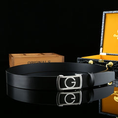 Men's Durable Belt 3 1 4in Cowhide Stainless Steel Automatic Buckle