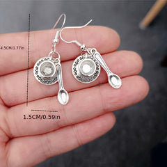 Retro Fun Tea Cup Spoon Earrings Tableware Dangle Earrings Party Jewelry