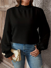 Shirred Neck Lantern Sleeve Top