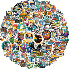 100pcs Beach Surfing Waterproof Vinyl Stickers for Water Bottles