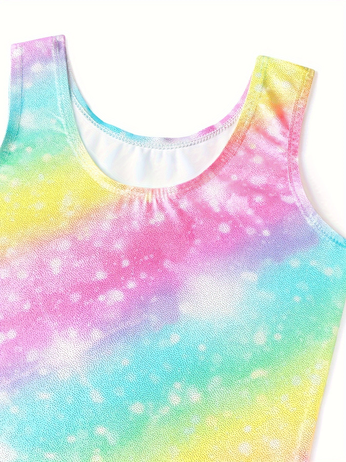 Girls Tie Dye Butterfly Gymnastics Outfit Sleeveless Dance Suit