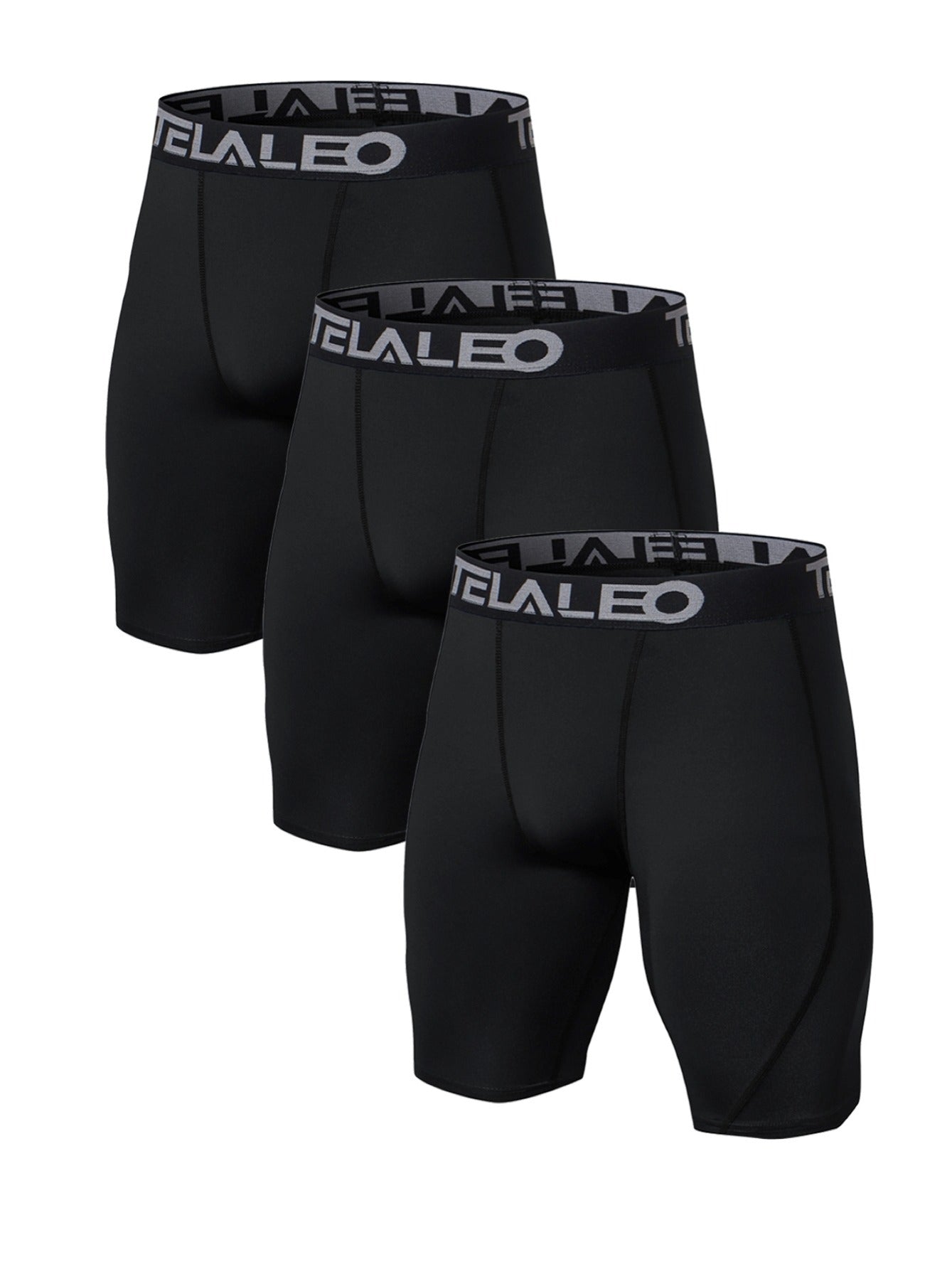 Telaleo Men's Compression Shorts 3-Pack for Running and Workouts