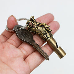 Pure Brass Whistle Keychain Outdoor Survival Tool