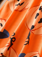 Cartoon Pumpkin Print One Shoulder Halloween Dress