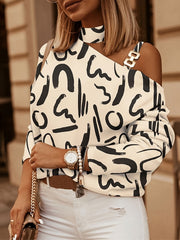 Off Shoulder Halter Neck Long Sleeve Sweatshirt
