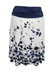 Ruched Floral High Rise Stretch Summer Skirt