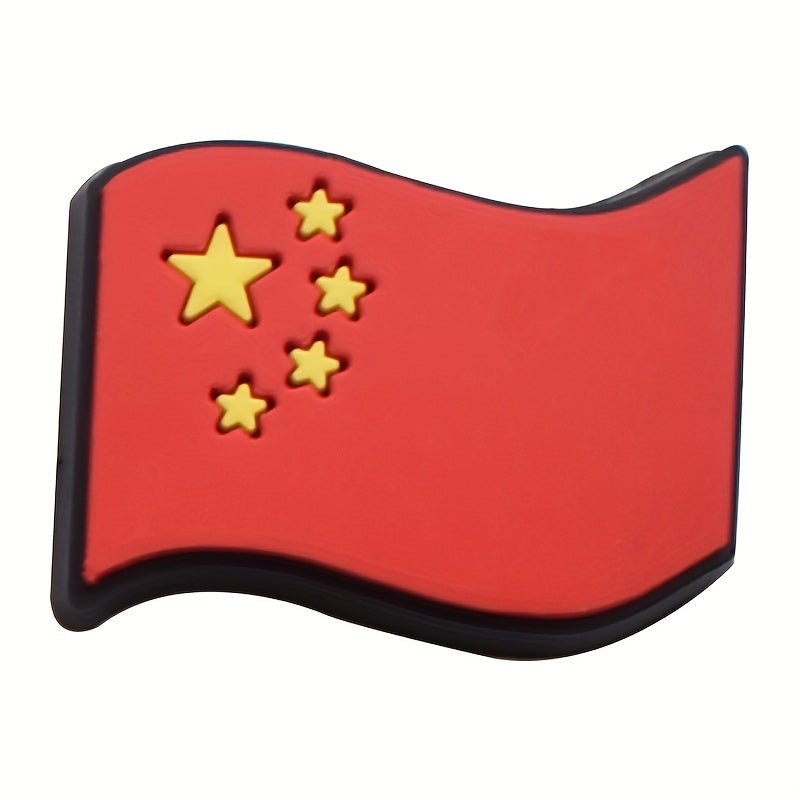 25pcs National Flag Shoe Charms For Clogs Sandals PVC Decorative Accessories