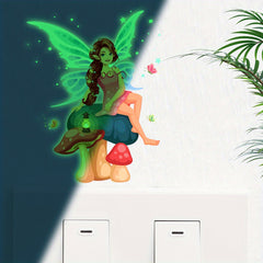 1pc Green Luminous Mushroom Fairy Tale Switch Sticker