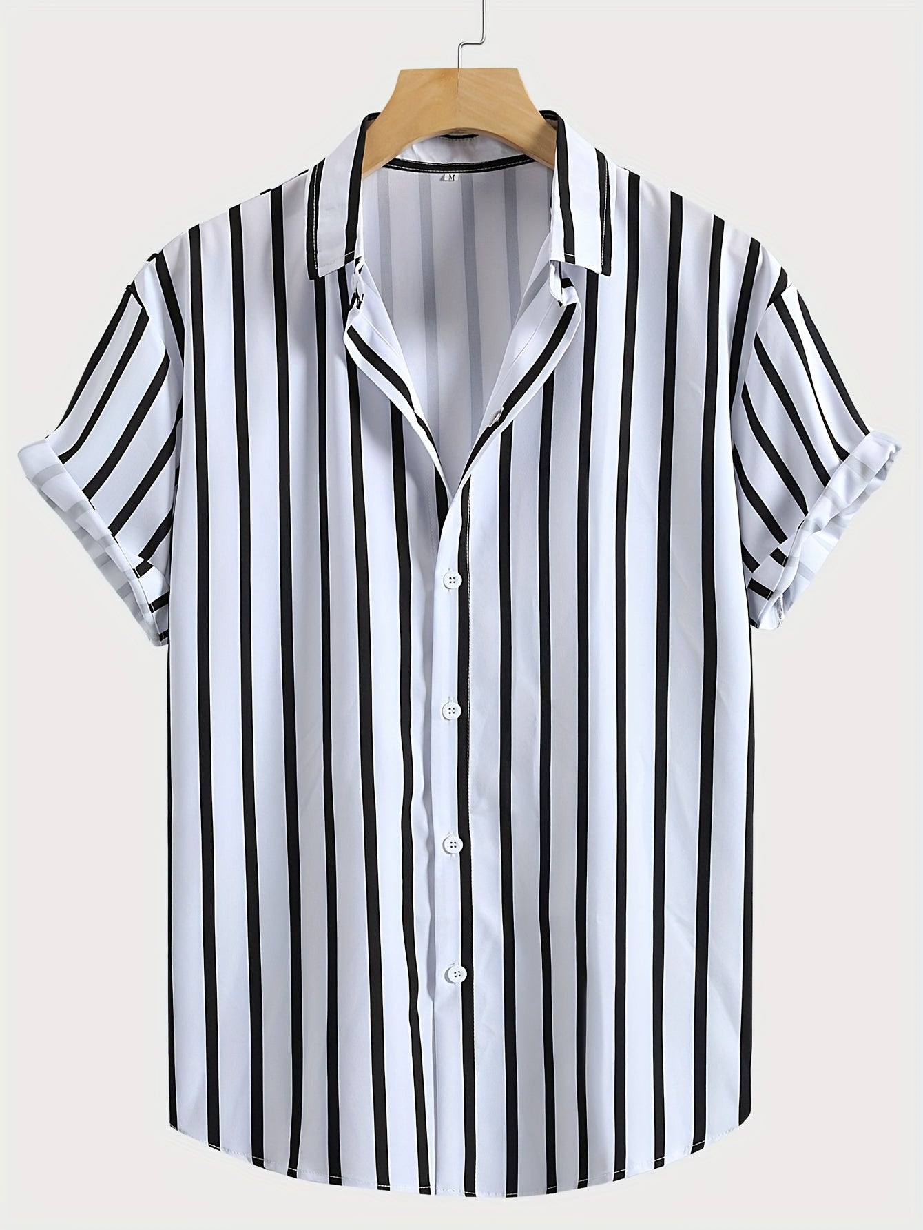 Stripe Print Men's Casual Short Sleeve Shirt Summer Vacation Resort Tops