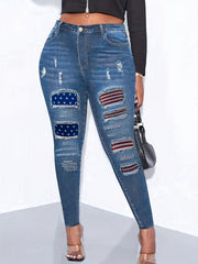 Rainbow Ripped High Rise Skinny Jeans