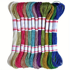 12 Colors Metallic Embroidery Thread Set for Craft Needlework Hand Embr