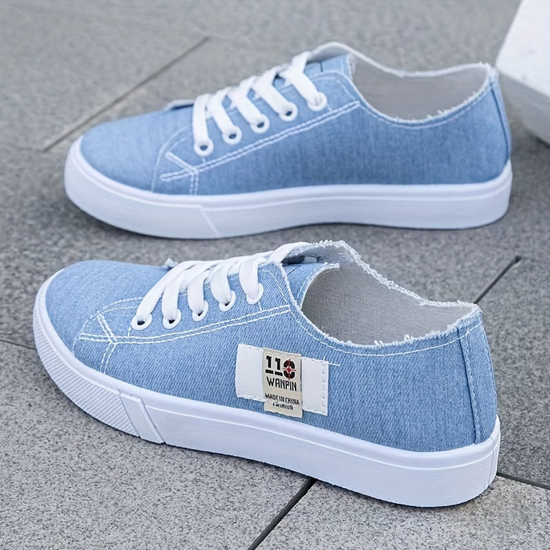 Women's Flat Canvas Shoes Low Top Sneakers Lightweight Walking Shoes