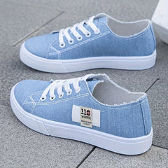 Women's Flat Canvas Shoes Low Top Sneakers Lightweight Walking Shoes