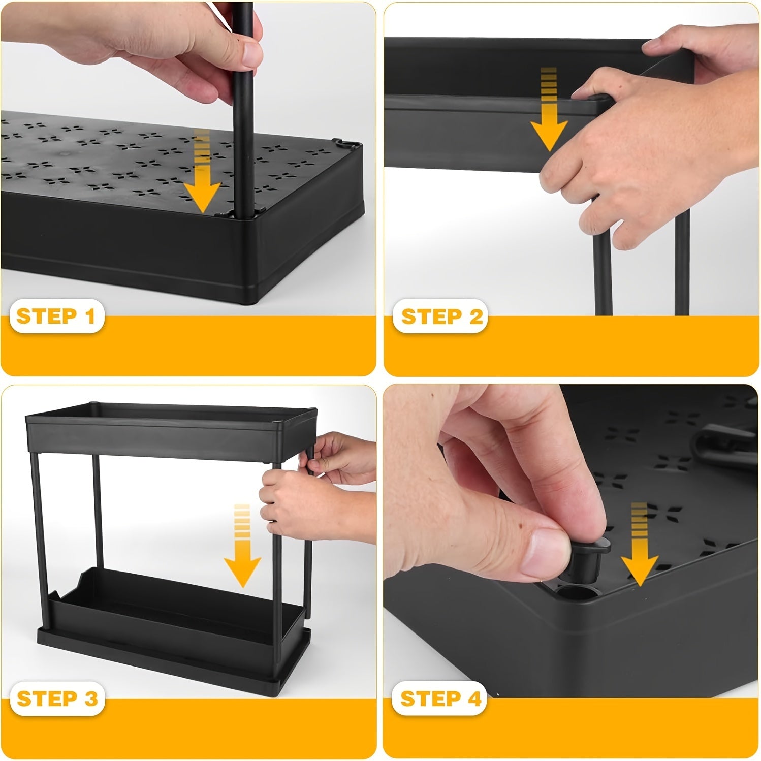 2 Tier Sliding Cabinet Basket Organizer - Under Sink Storage