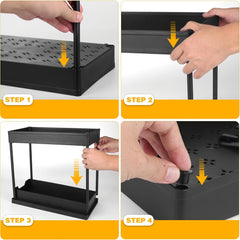2 Tier Sliding Cabinet Basket Organizer - Under Sink Storage