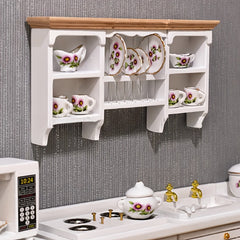 1:12 Dollhouse Kitchen Wall Shelves & Storage Cabinets Natural Wood