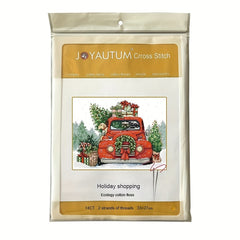 Christmas Car Dog Cartoon Cross Stitch 14CT Cloth Embroidery DIY