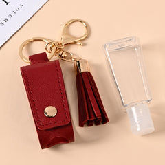 5pcs 30ML Dispenser Bottle Tassel Keychain PU Leather Case Empty Bottle Keychain