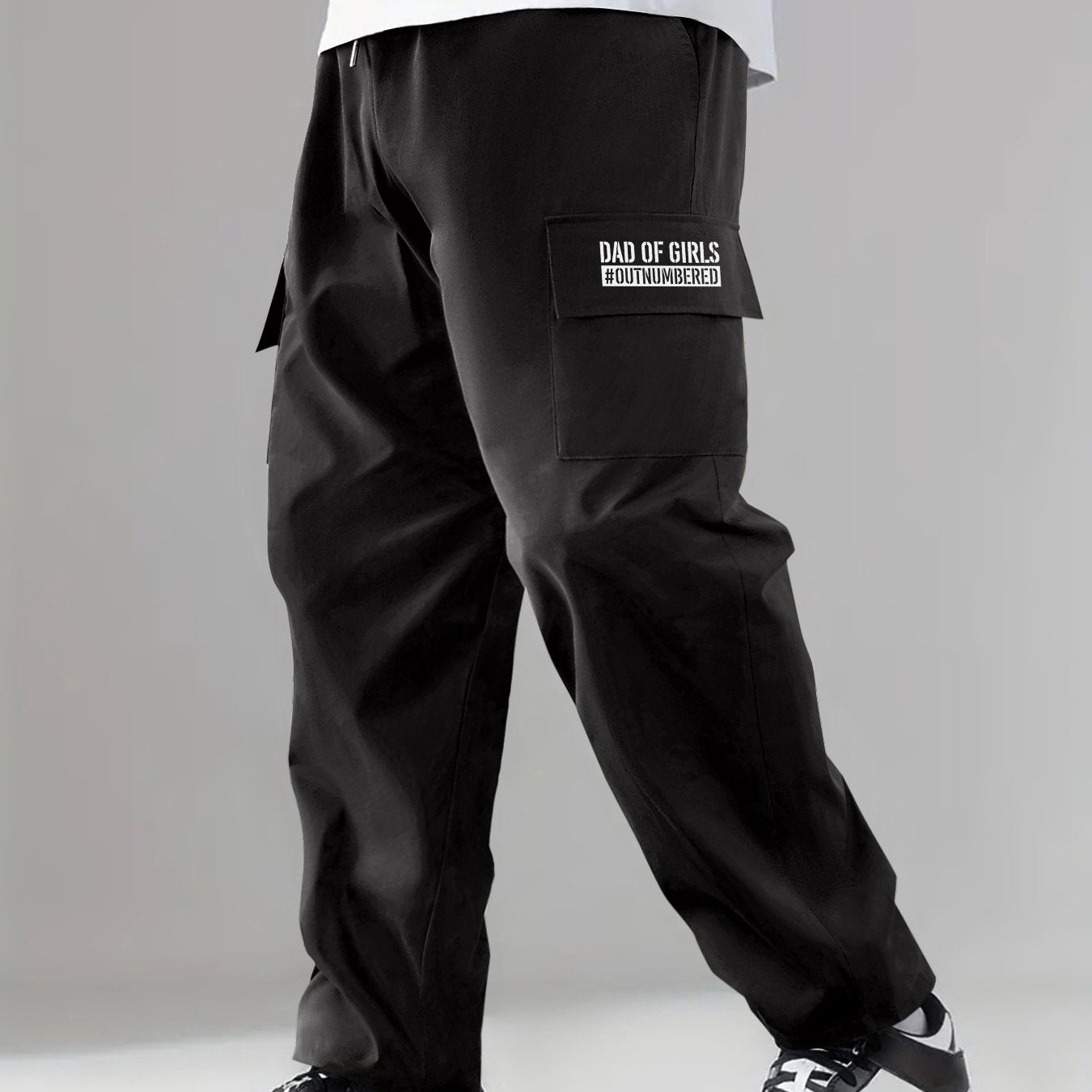 Letter Pattern Print Men's Casual Cargo Pants With Pocket