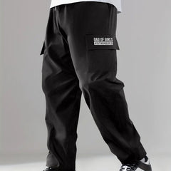 Letter Pattern Print Men's Casual Cargo Pants With Pocket