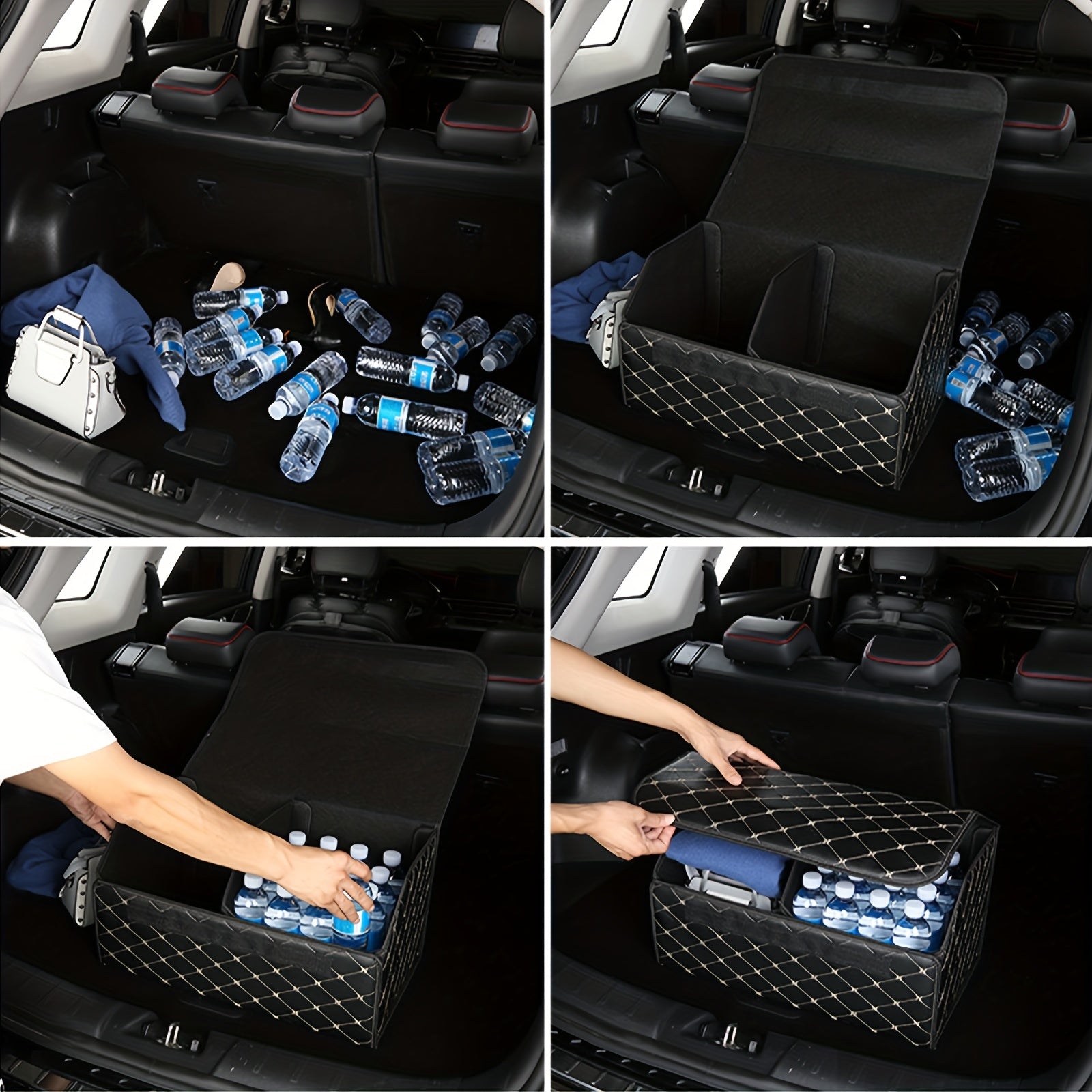 Car Trunk PU Leather Storage Box Foldable & Removable
