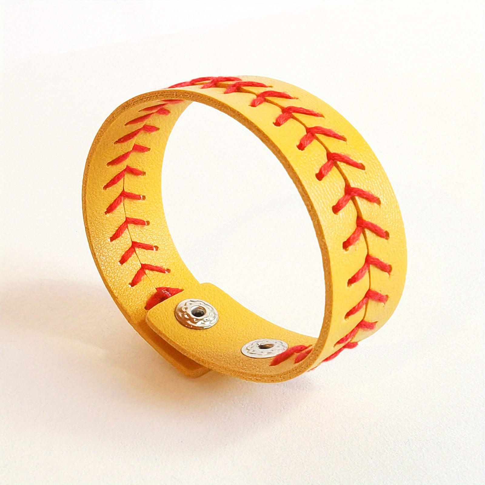Hand Stitched Softball Baseball Faux Leather Bracelet Wristband