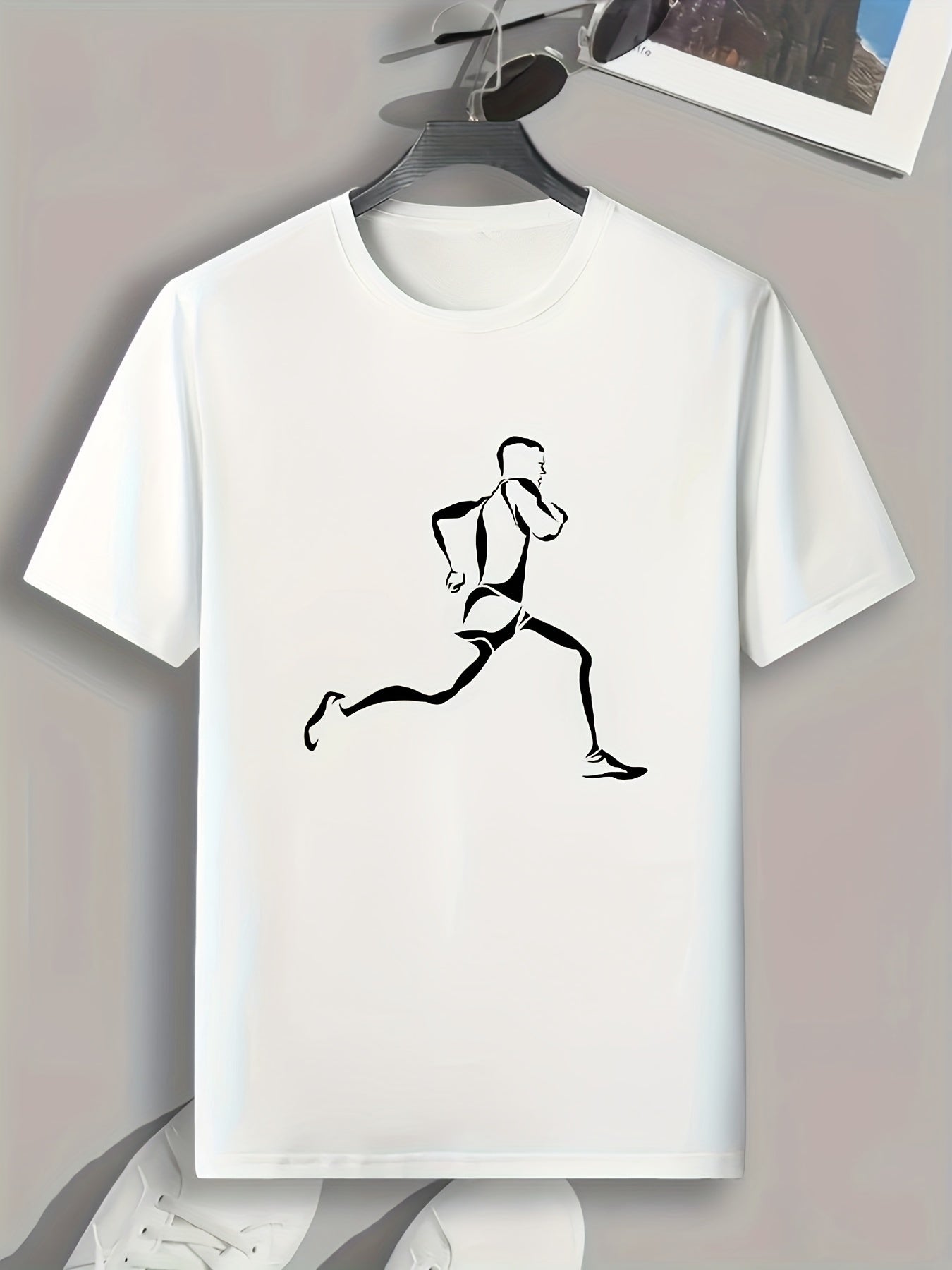 Pattern Print Men's Sports T-shirt for Fitness Activities