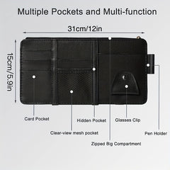 Leather Car Sun Visor Organizer Pocket Pouch & Accessories Holder
