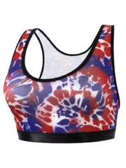 Women's Plus Tie Dye Floral Print Racer Back Tank Bra