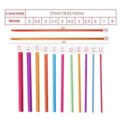 38pcs Tunisian Crochet Hook Set 2-8mm Aluminum Afghan Hook 3-12mm Plastic Needle