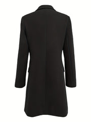 Solid Single Breasted Jacket For Fall & Winter