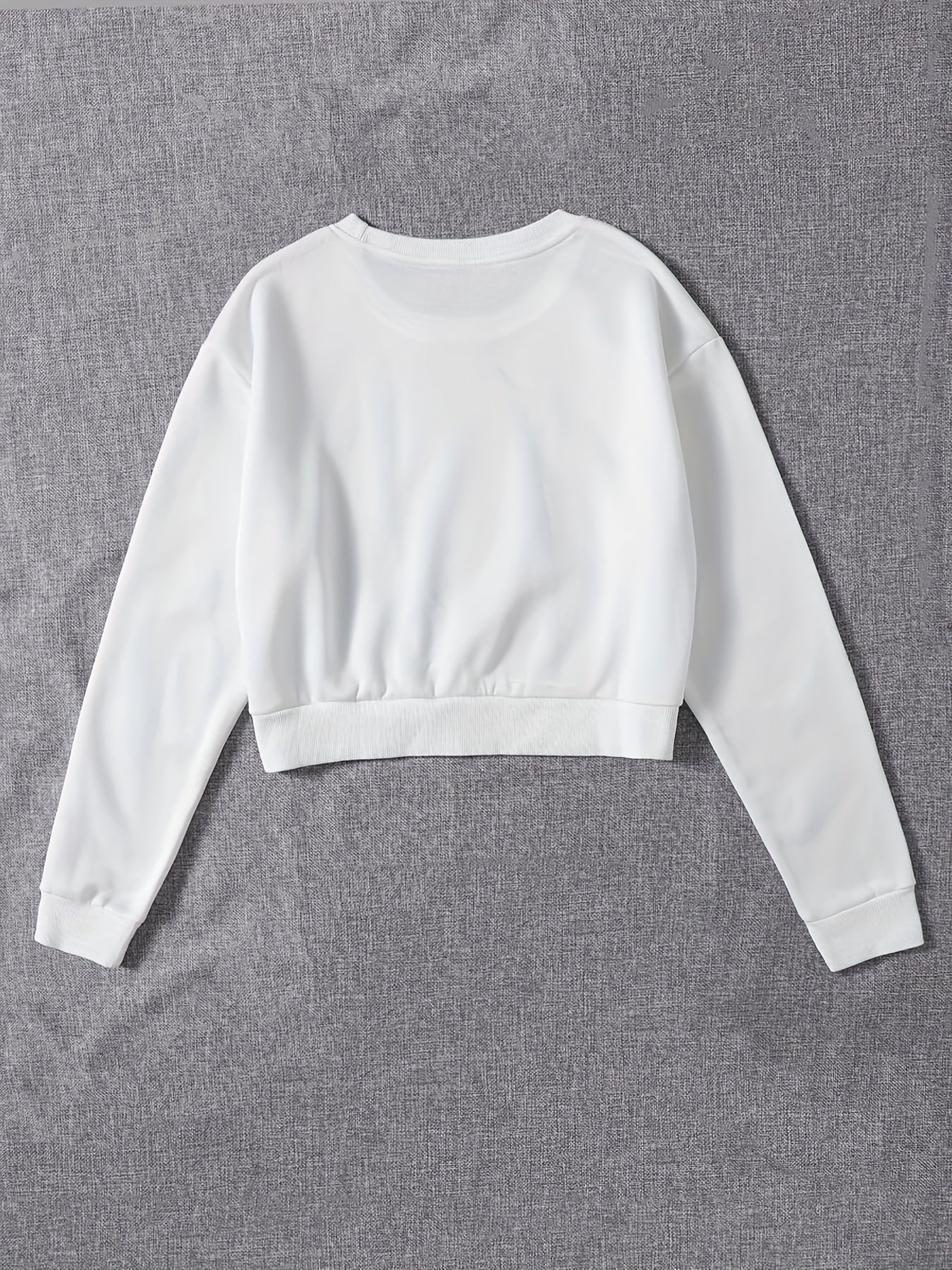 Women's Solid Crew Neck Crop Sweatshirt