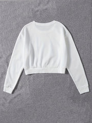 Women's Solid Crew Neck Crop Sweatshirt