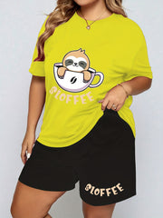 Sloth & Letter Print Pajama Set