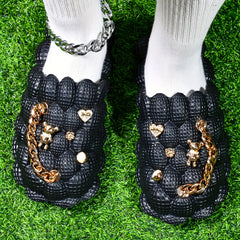 Women's Bubble Slippers With Golden Chain Soft Comfortable Outdoor Slippers