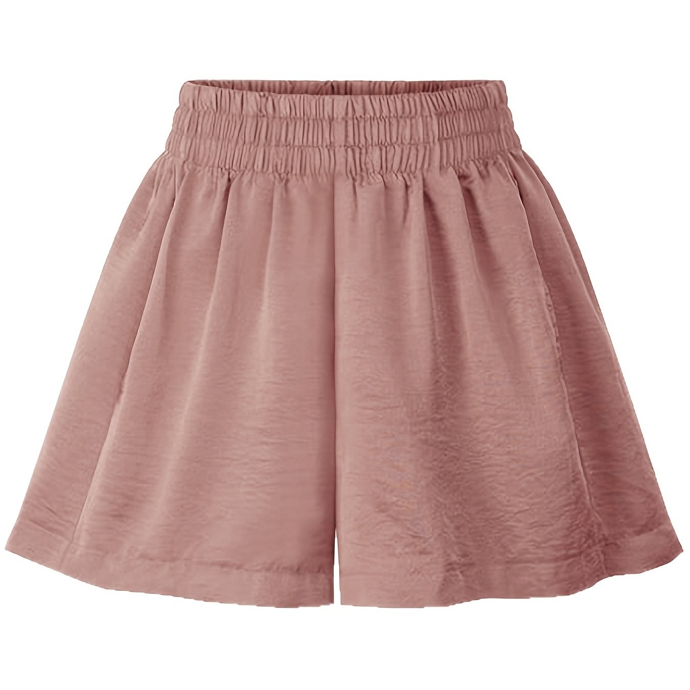 Solid Color Elastic Waist Shorts for Women