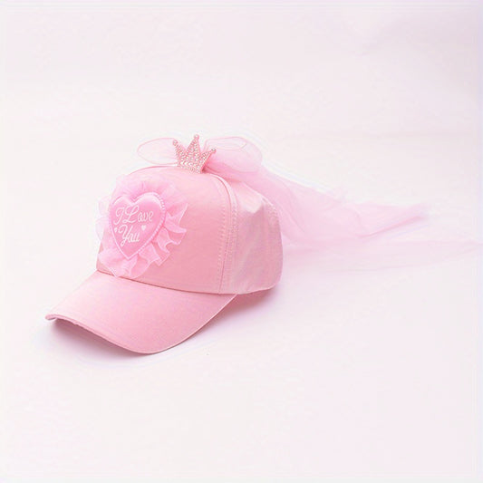 Girls Mesh Baseball Cap Princess Crown Hat